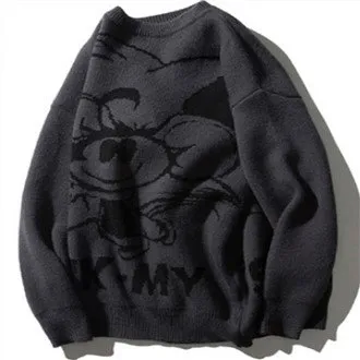 Muški pulover s crtanom mačkom