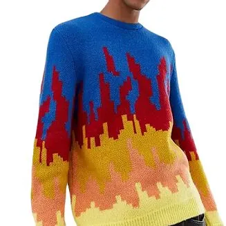 Jacquard pleteni pulover u plamenom dizajnu